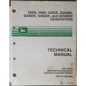 John Deere TM1791 Technical Manual for Generators Original